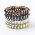 Metallic Spiral Hair Ties Plastic Hair Ties Spiral No Crease Fashion Phone Cord Telephone Wire Line Hair Accessories for Women