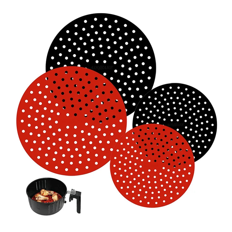OEM&ODM Hot Sale Air Fryer Accessories Heat Resistant Reusable Dishwasher Safe Food Grade Air Fryer Silicone Baking Mat