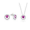 QX Custom Oem Wholesale Women Heart Cubic Zirconia Round Pendants Earrings Luxury Fine Designer Ladies 925 Silver Jewelry Sets