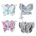 Fashion Jewellery 925 Sterling Silver Cubic Zirconia Lucky Butterfly Charm Beads