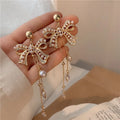 HOVANCI Fashion Earrings 2021 Bowknot Pearl Earring 6 Gold Plated Women Big Pearl Bridal Drop Earrings