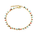 Summer Anklet Jewelry Summer Beach Color Crystal Bead Ankle Bracelet Fashion Brass Jewelry Waterproof Women Gold Plated Anklet