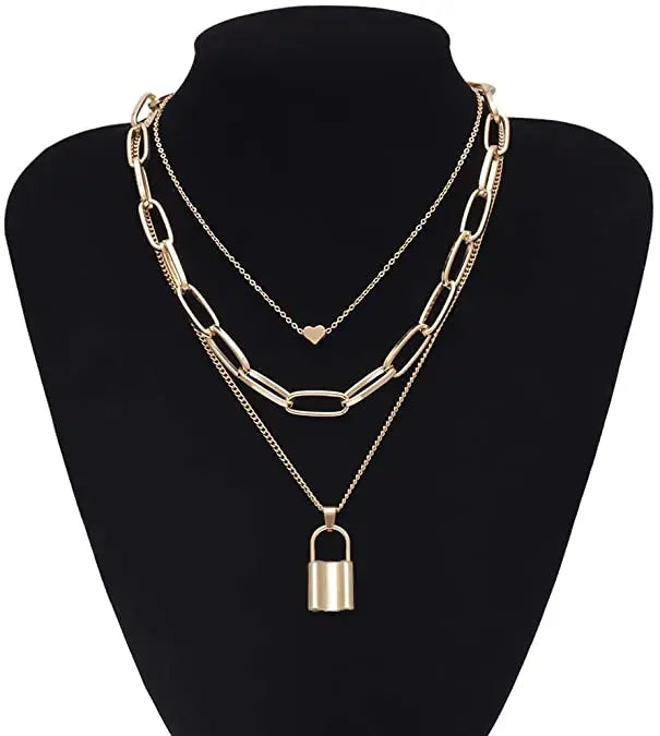 2023 Fashion Pendant Jewelry Gold  Heart  Choker Lock Necklace for Women