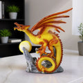 Resin Fire Dragon Sculpture with Luminous Orb & Hand-painted Realistic Craft Christmas Home Decor Figurine