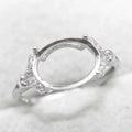 Sterling Silver 9*12mm Semi Mount Ring Frame Empty Blank Support Setting S925 Base Holder Without Center Stone for DIY Inlay