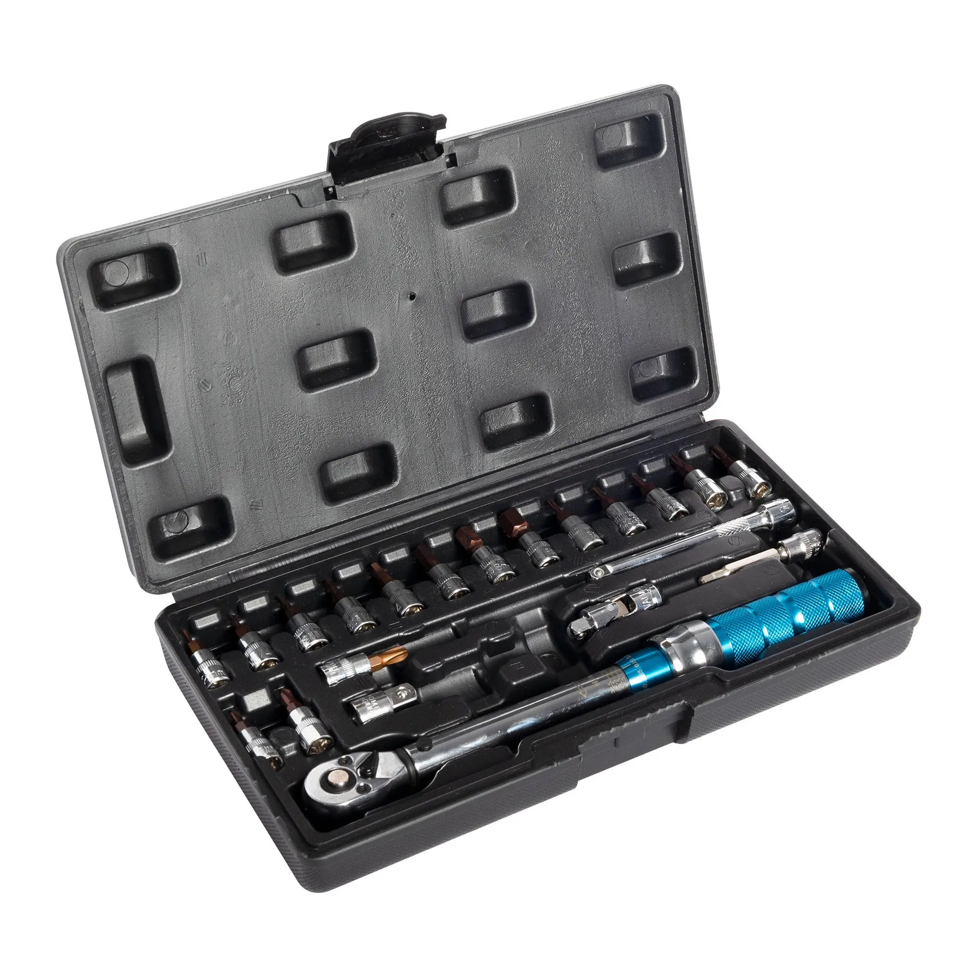 21pcs 1/4'' 5-25Nm Pre Adjustable Torque Wrench for Automotive Repair Quick Ratchet Torque Wrench Socket Set