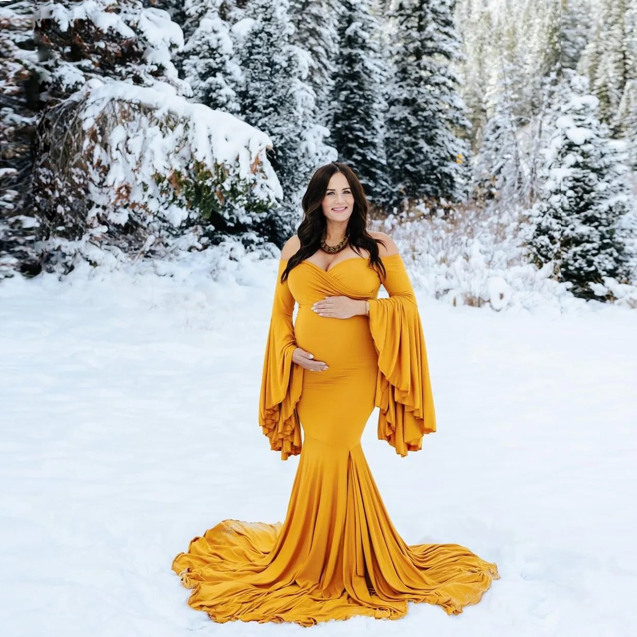 New Style European and American Women's Mercerized Cotton Maternity Dress Photography Dress