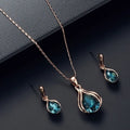 ShangJie OEM 2022 Wholesale Blue Green Drop Necklace Earrings Jewelry Set for Women