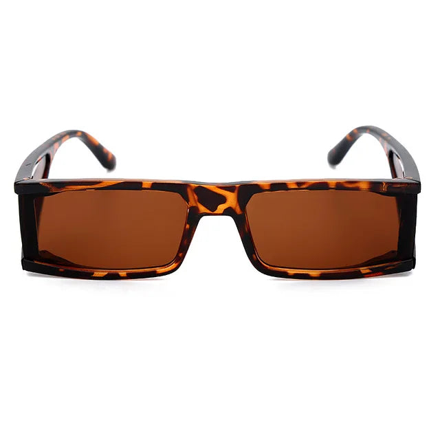 Retro Rectangle Sunglasses Women Small Frame Mirror Sun Glasses Silver Black Lens Men One Piece Punk Eyeglasses Gafas Shades