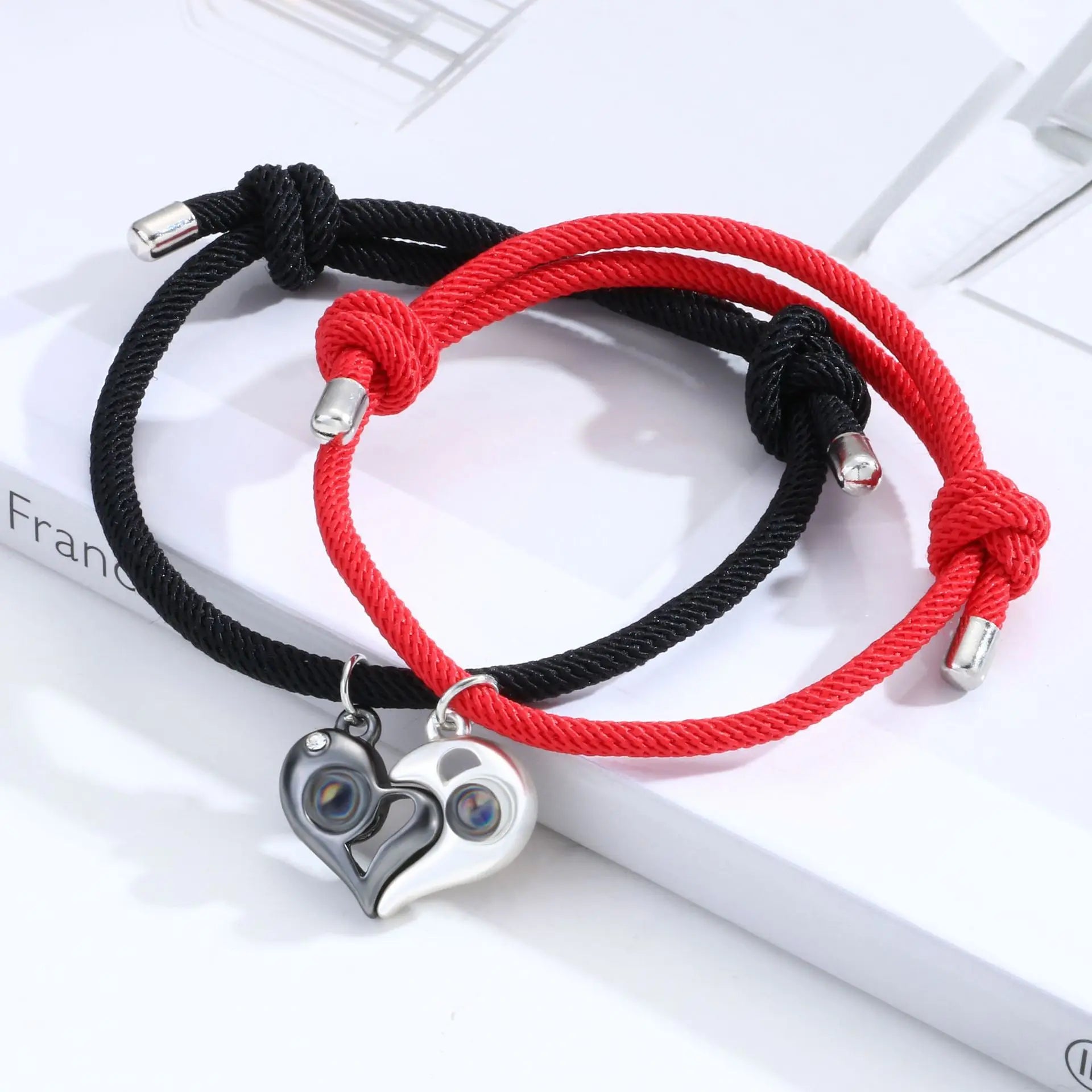 Magnetic Attraction Red Rope Thread String Adjustable Bracelets Projection  I Love You 100 Languages Bracelet for Couples