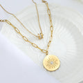 IVANDA Unisex Wholesale Gold Plated Round Stainless Steel Star Zircon Pendant Sweater Chain Multilayer Long Trendy Necklace