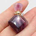 Hongzhuo Natural Crystal Diamond Shape Perfume Bottle Pendants Fluorite Folk Crafts Chakra Quartz Healing Stone Cheap Gifts