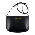 Designer Logo Smooth Leather Mens Small Crossbody Sling Pack Black Messenger Shoulder Bag for Men