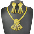 New Arrival Fashion Accessory Exquisite Full Gold Chain Flower Pendant Choker Necklace Drop Earrings Dubai Bridal Luxury Jewelry
