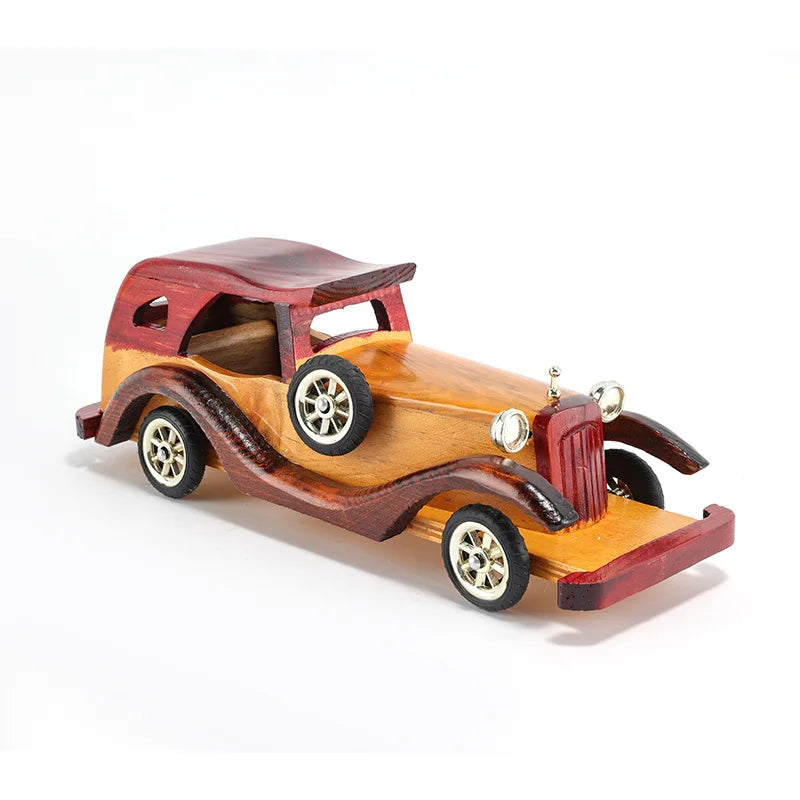 Wooden Vehicle Automobile Cars Sculpture Handcrafted Handmade Vintage Retro Classic Decorative Car Toys Model Collection Decor