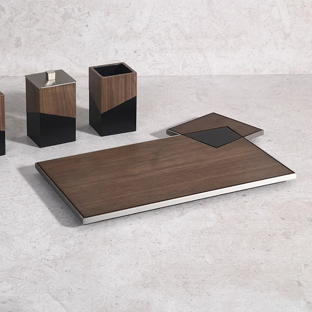 Home Supplies Eco-friendly Designs Luxury Custom Walnut Wood  Makeup Palletes Table Tray Decor Items for Home