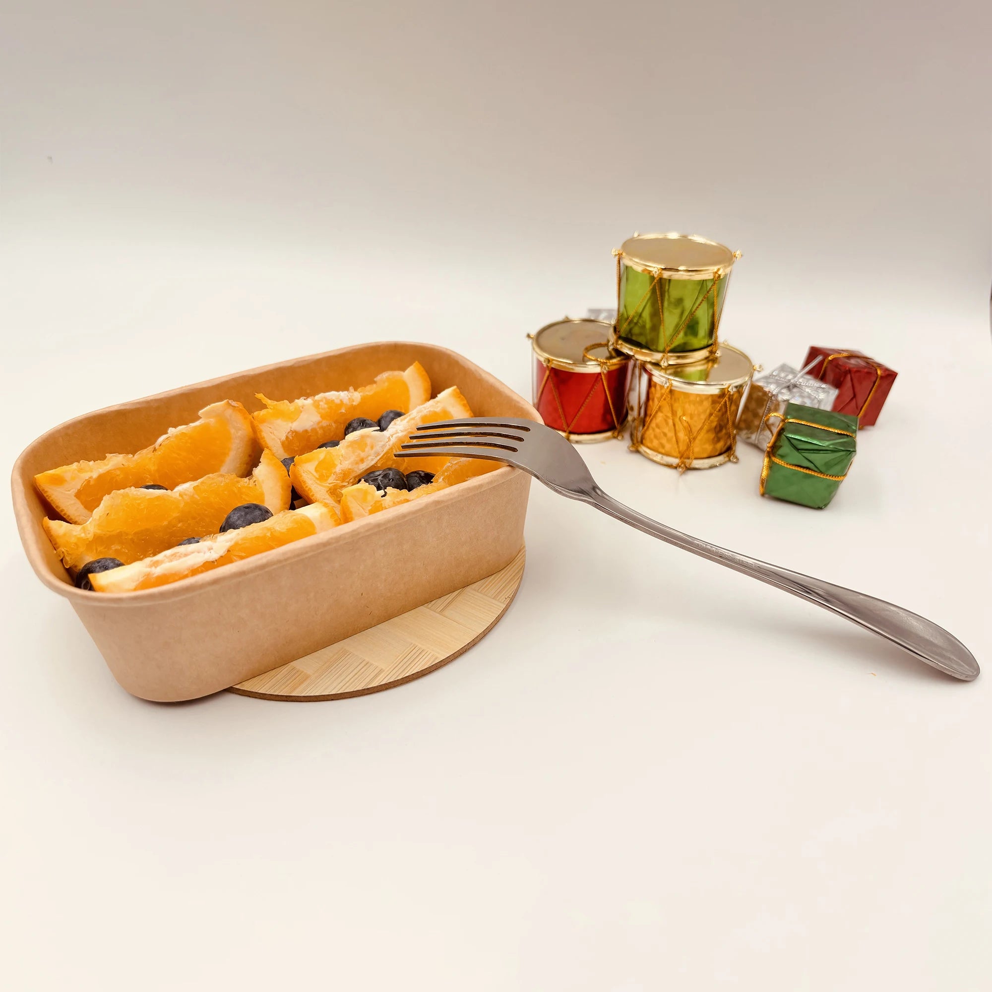 Rectangular Biodegradable Kraft Paper Bowl Catering Salad Box Heatable UV Coating Food Packing with UV Coating for Food