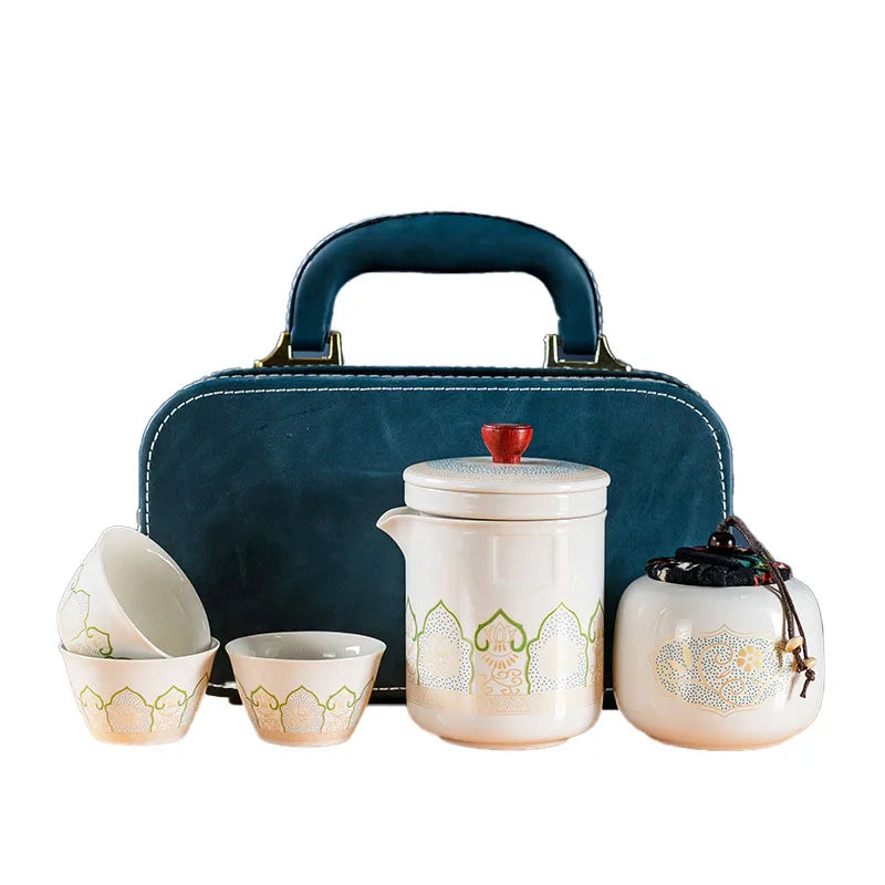 Compact Portable Ceramic Tea Accessories Kit Custom Logo Kung Fu Car Brewing for Travel Camping Home Use for Household Gift