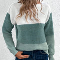Lady's Loose Color Block Drop Shoulder Knit Sweater Long-Sleeved Top in Net Red Versatile Casual Style for Winter Seniors