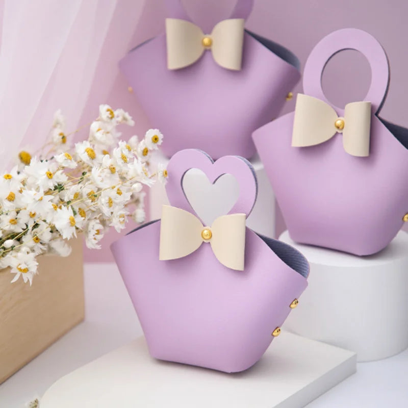 Ready to Ship New Design Wedding Candy Box Case PU Leather Love Package Candy Gift Storage Pouch Bag