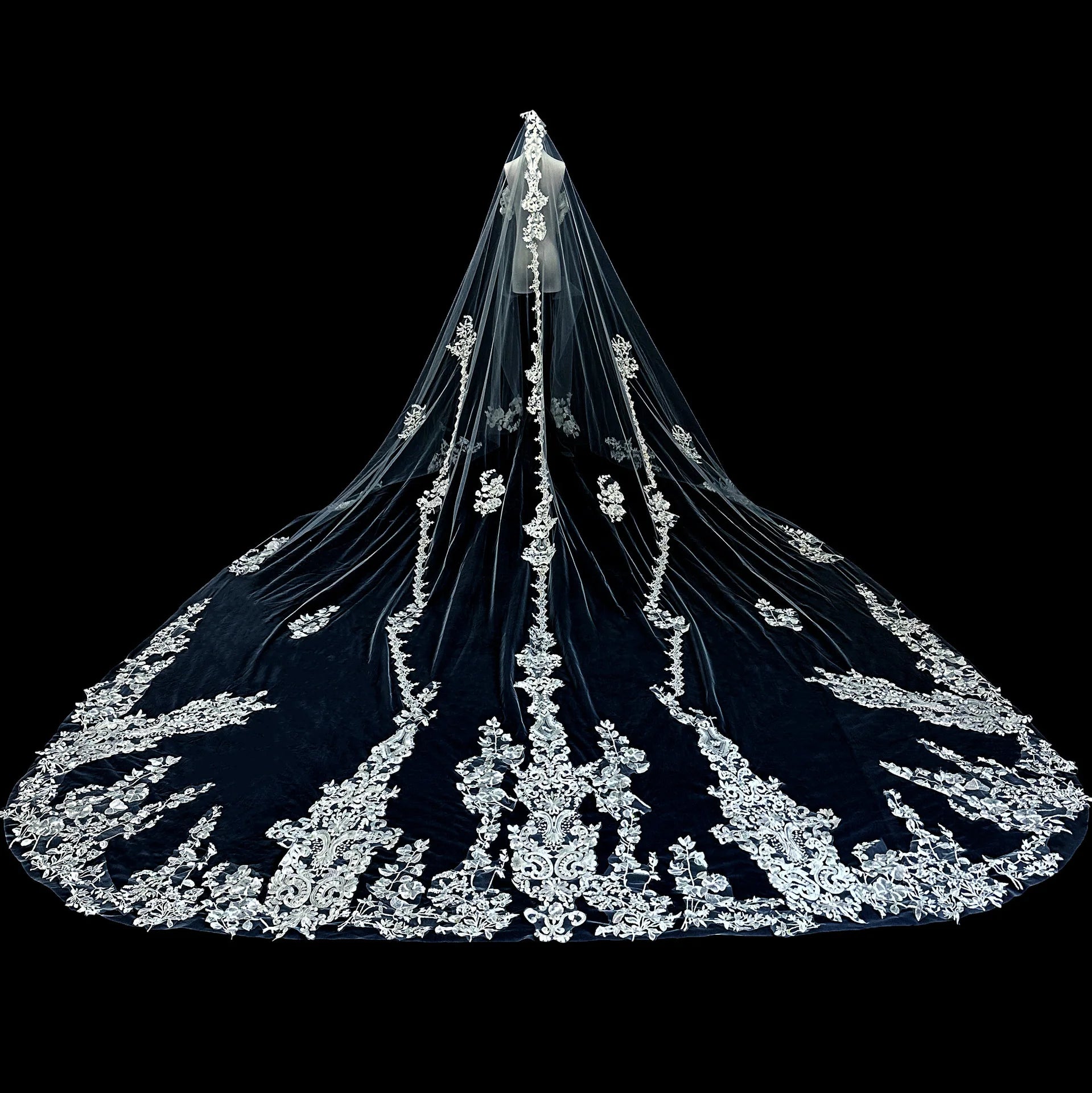 ROMANTIC New Bridal 3.5 Meters Embroidered Veil Wedding Accessories Sequin Lace Bridal Veils
