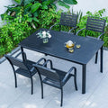 Youya Durable Luxury Garden Table Chairs Set Black Waterproof Plastic Outdoor Dining Table Set for Backyard/swimming Pool