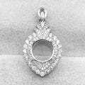 Sterling Silver 10*10mm Semi Mount Pendant Empty Frame Blank Support Setting S925 Base Holder Without Center Stone for DIY Inlay