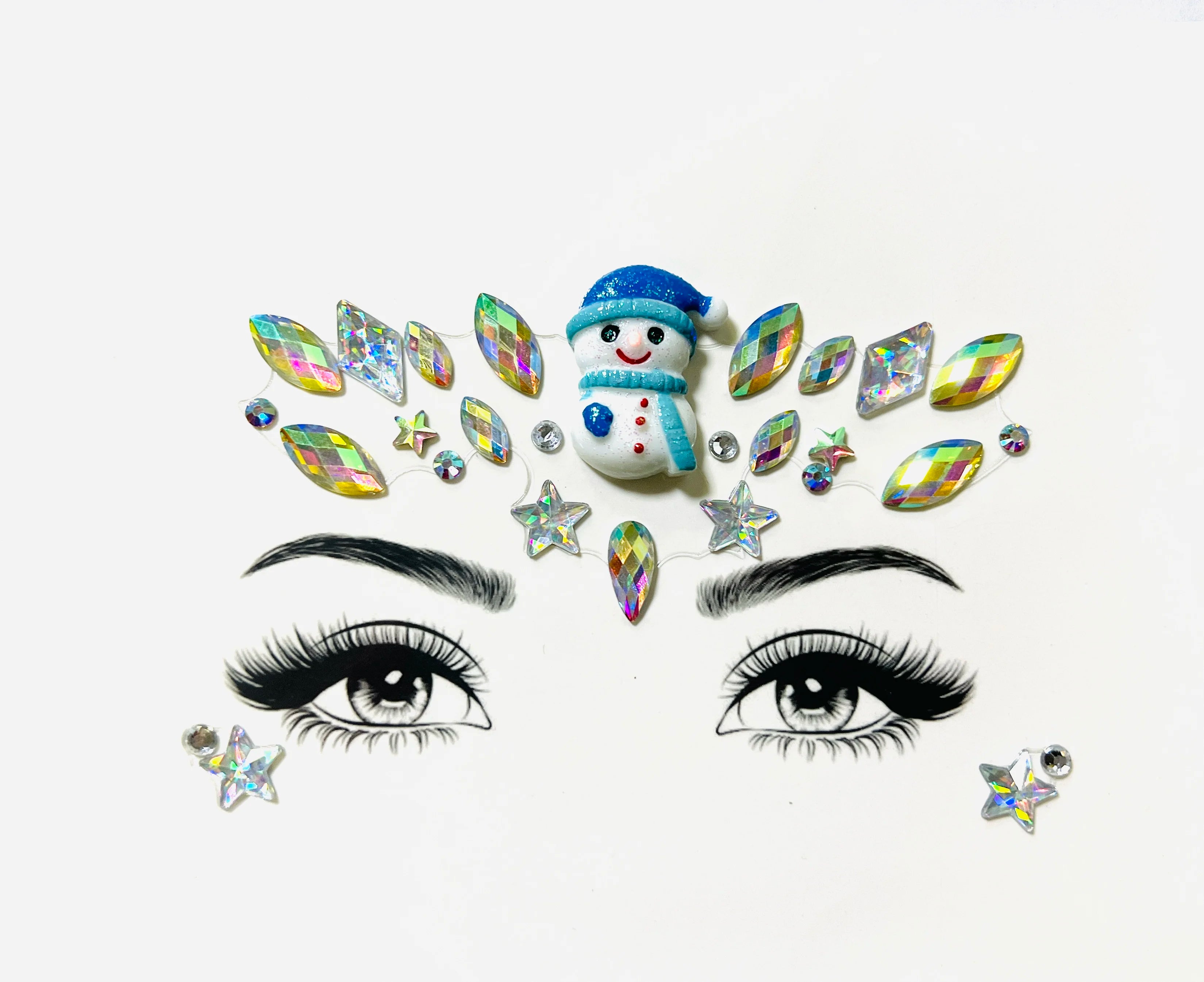 New Year's Temporary Christmas Face Jewels for Parties and Electric Syllables Tattoo Sticker