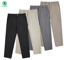Custom Men's Slim-Fit Chino Pants High-Waist Fabric Straight Trousers Golf Varsity Business Formal Wear Dark Color Windproof