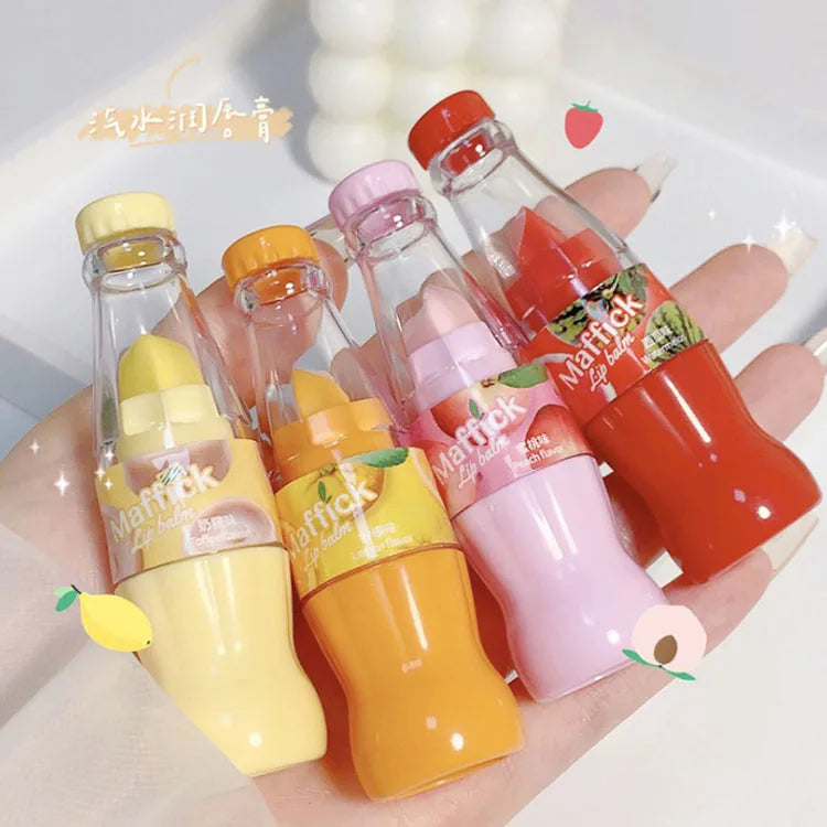 Makeup Colorful Lip Decoration Kids 2 in 1juice Soda Flavored Lip Balm with Fragrance