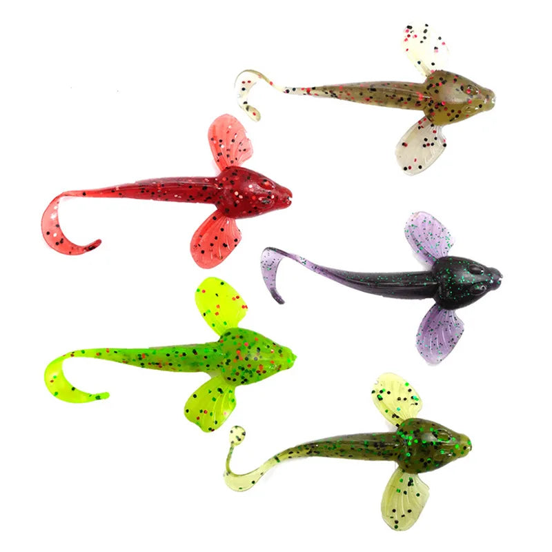 6-Piece Pack Halter-Shaped Fish-Shaped 10cm 5g Floating Bionic Soft Worm Silicone Made Sea Bass Salmon Freshwater Fish River