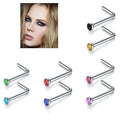 Evorte Children's Wedding Stainless Steel Nose Stud Pin Piercing Set Pink Blue CZ L/C Shaped Cartilage Barbell