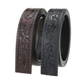 LQbelt Cowhide Leather Belt Strap Engrave Design Men's Automatic Buckle Belt Without Buckles Ratchet Strap Factory
