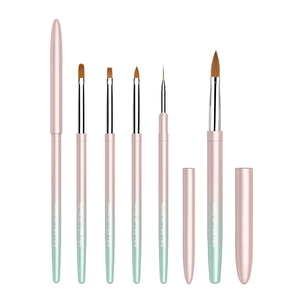 Makeup for You 3D Nail Manicure Brushes Acrylic Gel Polish Nail Brush 100% Pure Kolinsky Hair with Metal Handle Eco-friendly