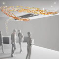 Unique Amber Leaf Art Blown Glass Crafts for Home & Hotel Elegant Ceiling Hanging Decoration for Restaurant Villa Interior Decor