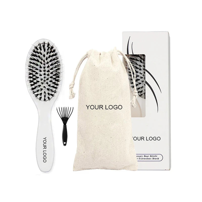 Custom Logo Bamboo Wood Wig Hair Curly Hair Brush for Women Paddle Air Cushion Boar Bristle Hair Extension Boar Brush with Logo