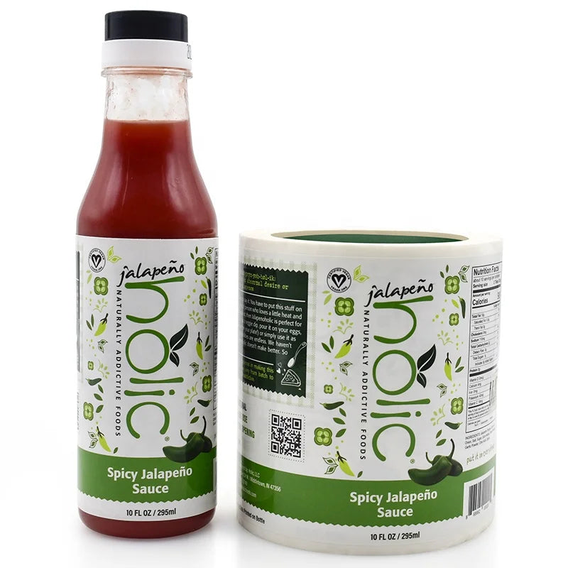 Custom Vinyl Waterproof Labels for Hot Sauce and Food Colored Beverage Personalized Brand Label Roll Sticker