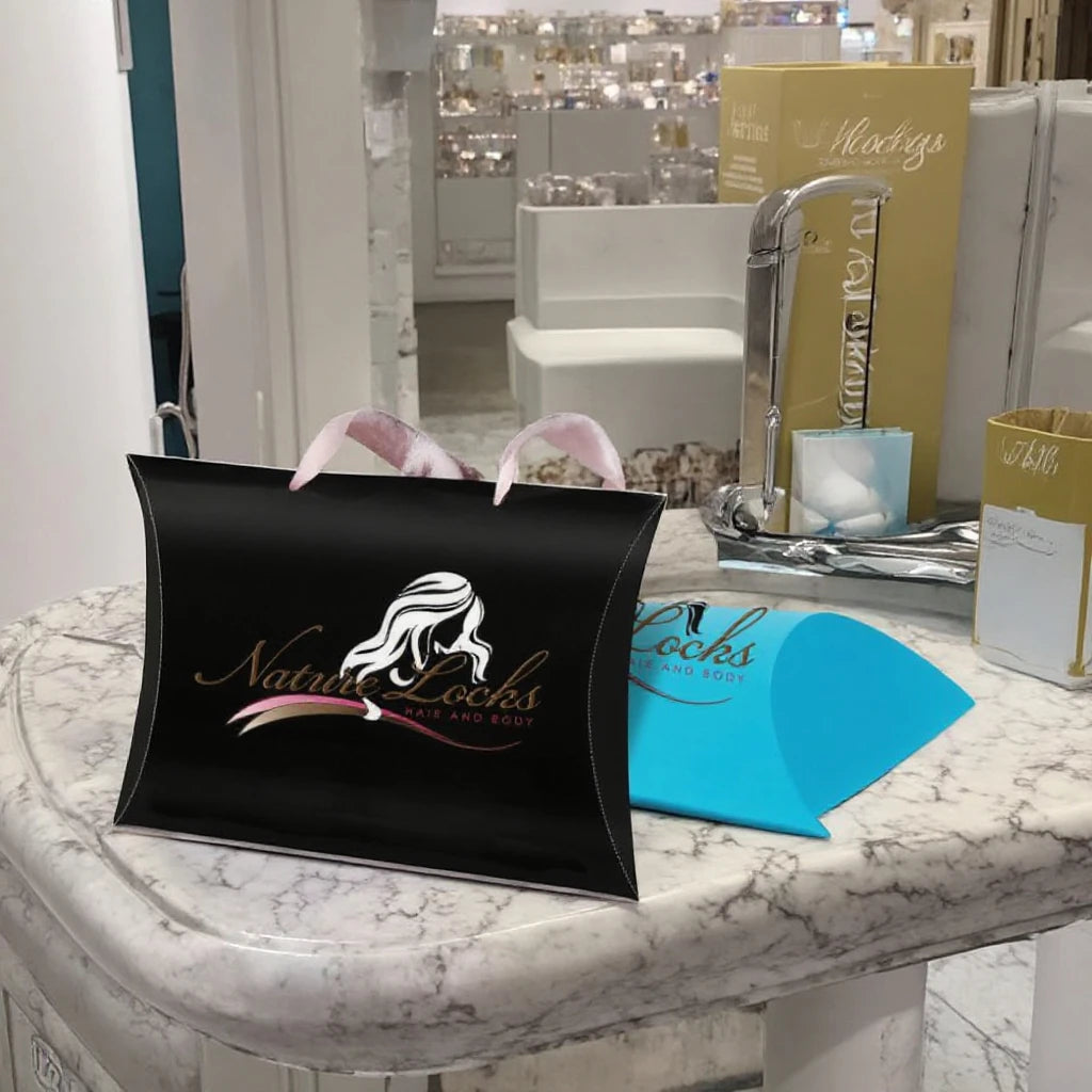 Cardboard Paper Hair Pillow Boxes Bundle Wig Packaging Box With Ribbon Handle for Hair Extension Clothes Paper Boxes