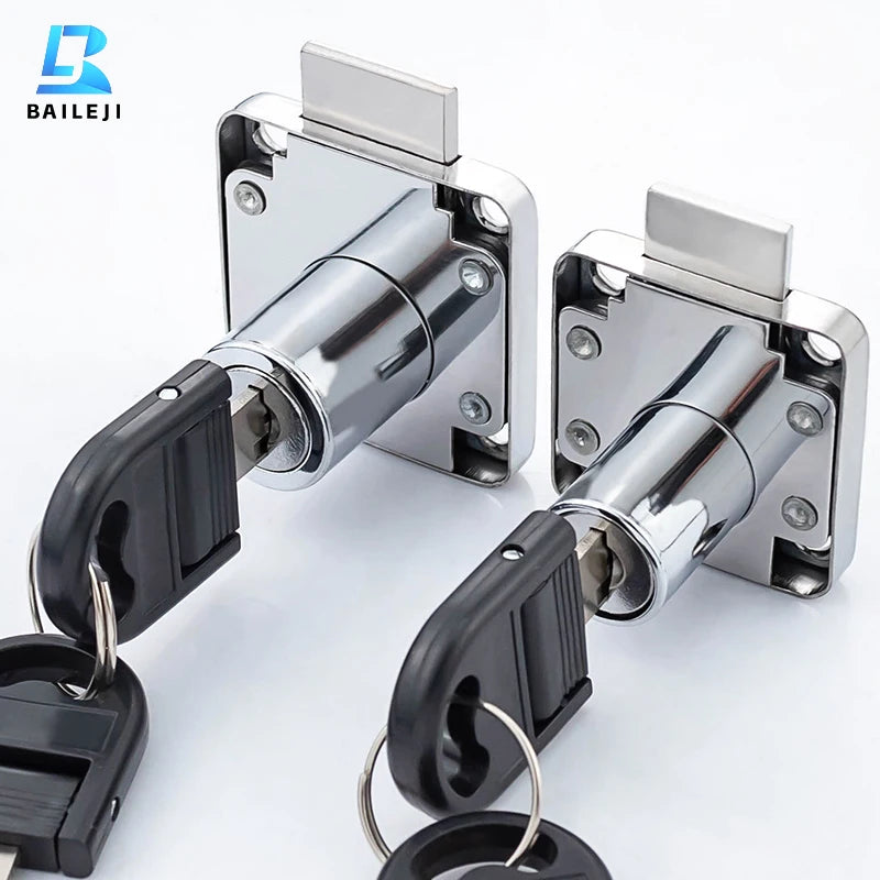 Modern Zinc Alloy Drawer Lock 138-22 Iron Cam Lock with Two Plastic Keys for Office Cabinet Doors Furniture Lock