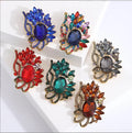Vintage Colored Crystal Gemstone Glass Brooch for Women Large Brooch Pin Fashion Dress Coat Accessories Cute Jewelry