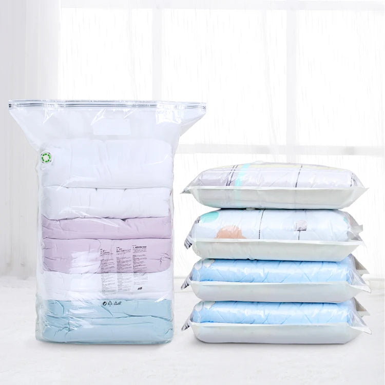 Eco Friendly Flat Vacuum Sealed Clothes Organizer Large Space Saver Vacuum Seal Bags Vacuum Bags Saver Storage Bag for Clothes