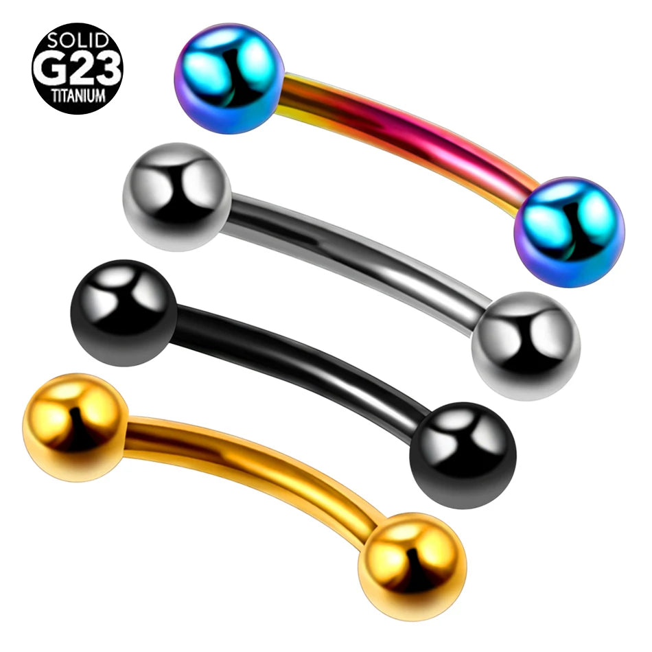 Wholesale 16G Titanium Curved Barbell Eyebrow Bar Piercing Rook Tragus Eyebrow Piercing Studs Body Jewelry