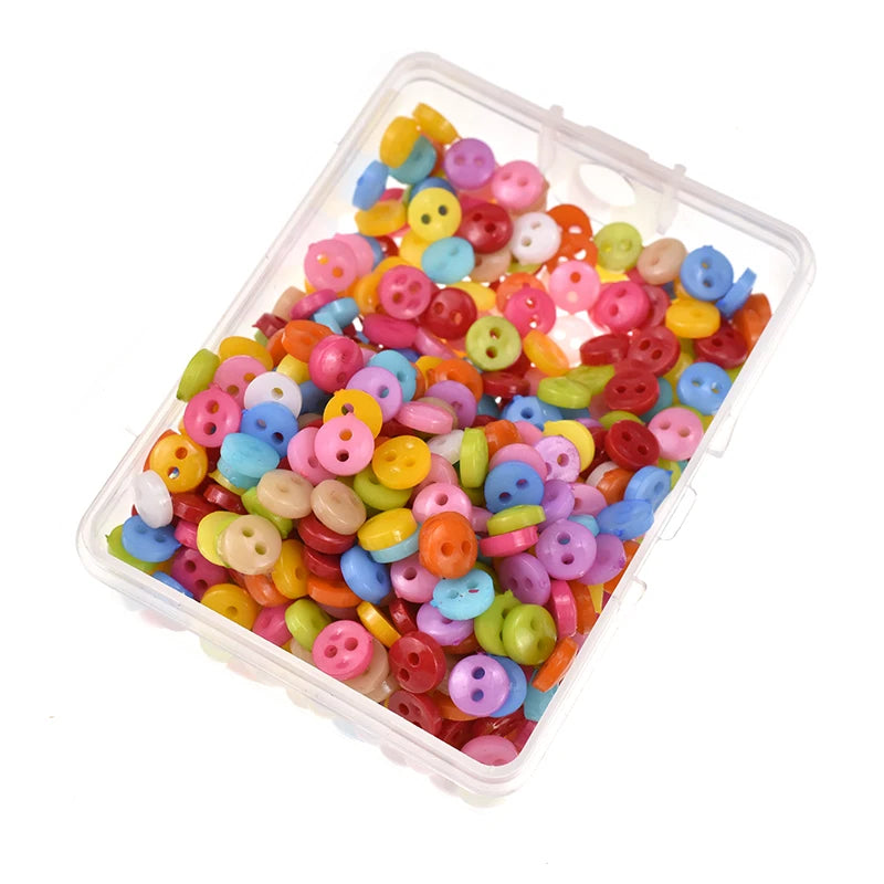 Looen 200 Pcs/lot Mini Tiny Sewing Buttons Box Decorative DIY Apparel Accessories with 6mm Custom Beads for Needlework