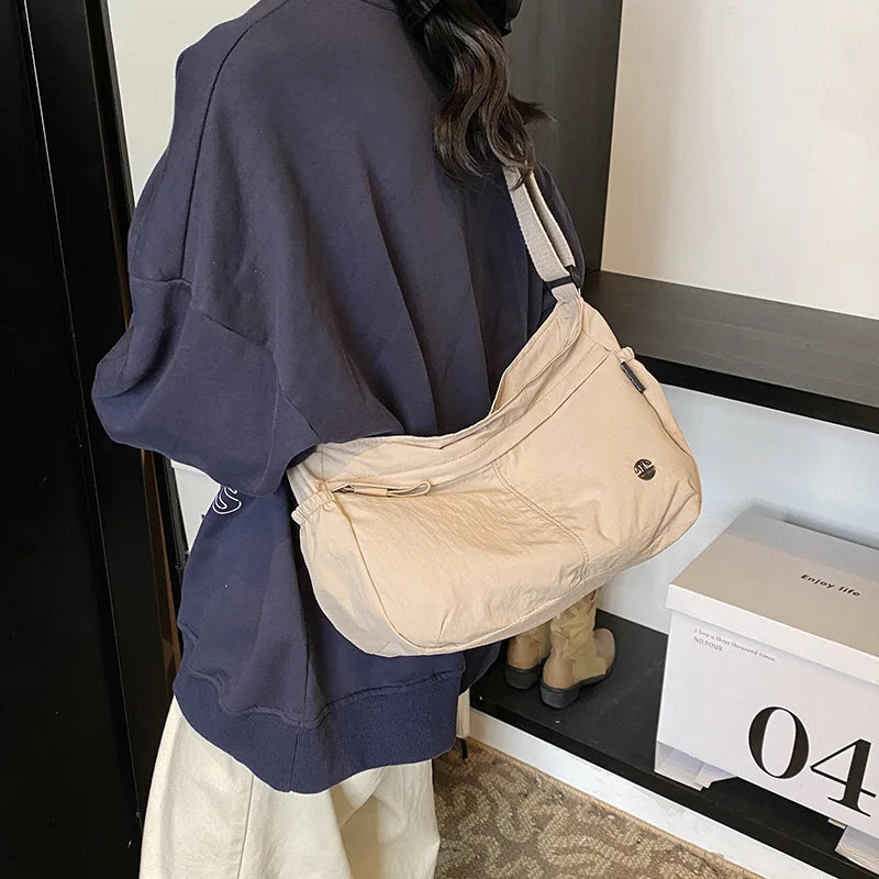 Lightweight Casual Women's Shoulder Bags Commute Versatile College Style Ladies Crossbody Bag Solid Color Simple Female Tote