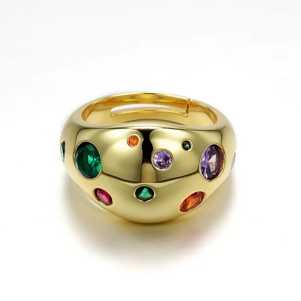 Cute Style Brass Skull Color Zircon Ring Fashion Jewelry for Men and Women