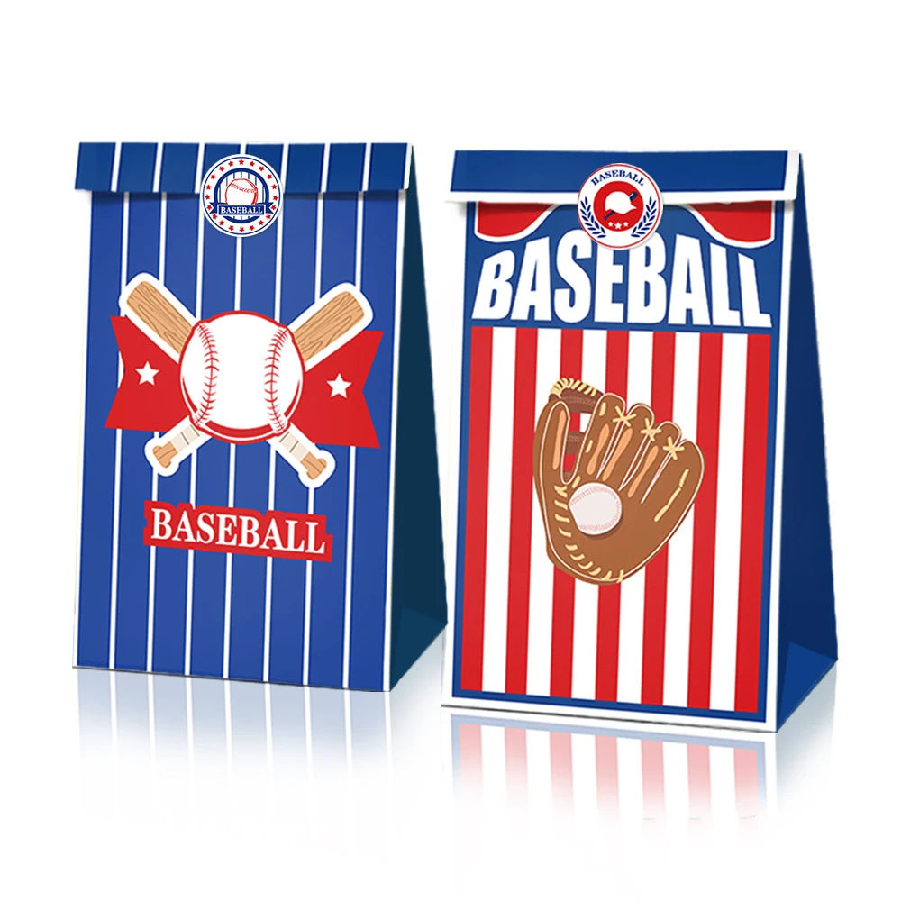 Hot Sale Oil Proof Kraft Paper Gift Bag Birthday Party Gift Candy Bags Baseball Themed Gift Bag
