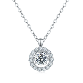Wish Jewelry Fashion Luxury S925 Slivers Moissanite Diamonds Pendant Moissanite Necklace for Ladies Wedding Anniversary