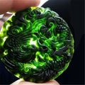 Chinese Natural Black Green Jade Charm Pendant Dragon&Phoenix Good Lucky Amulet Jewelry Gift