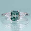 K301 Large Production Capability 925 Sterling Silver Jewelry Factory in China Classic Manufacturer Handmade Moss Agate Ring
