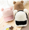Wholesale Fashion Winter Outdoor Cute Animal Ear Ball Flocking Warm Wool Fuzzy Plush Children Hat Kids Baseball Cap